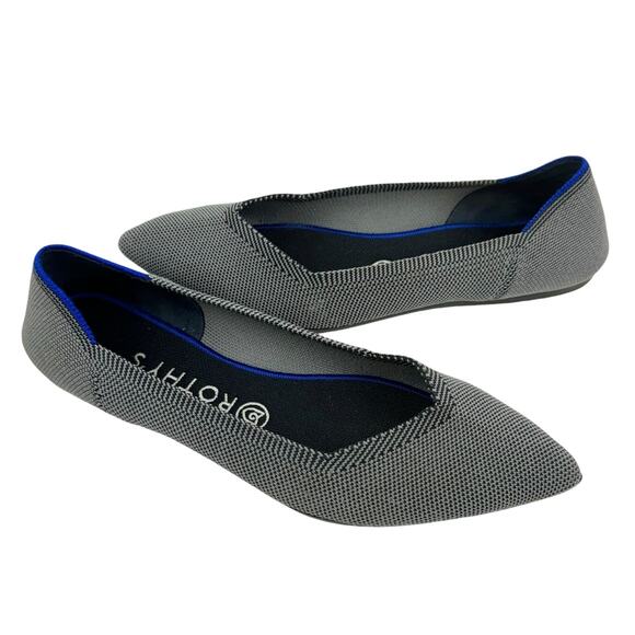 Rothy's Cloud Grey Pointed Toe Knit Fabric Slip On Comfortable Ballet Flats - Picture 1 of 10